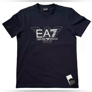 NEW GIORGIO ARMANI COTTON T SHIRT GRAPHIC NAVY M